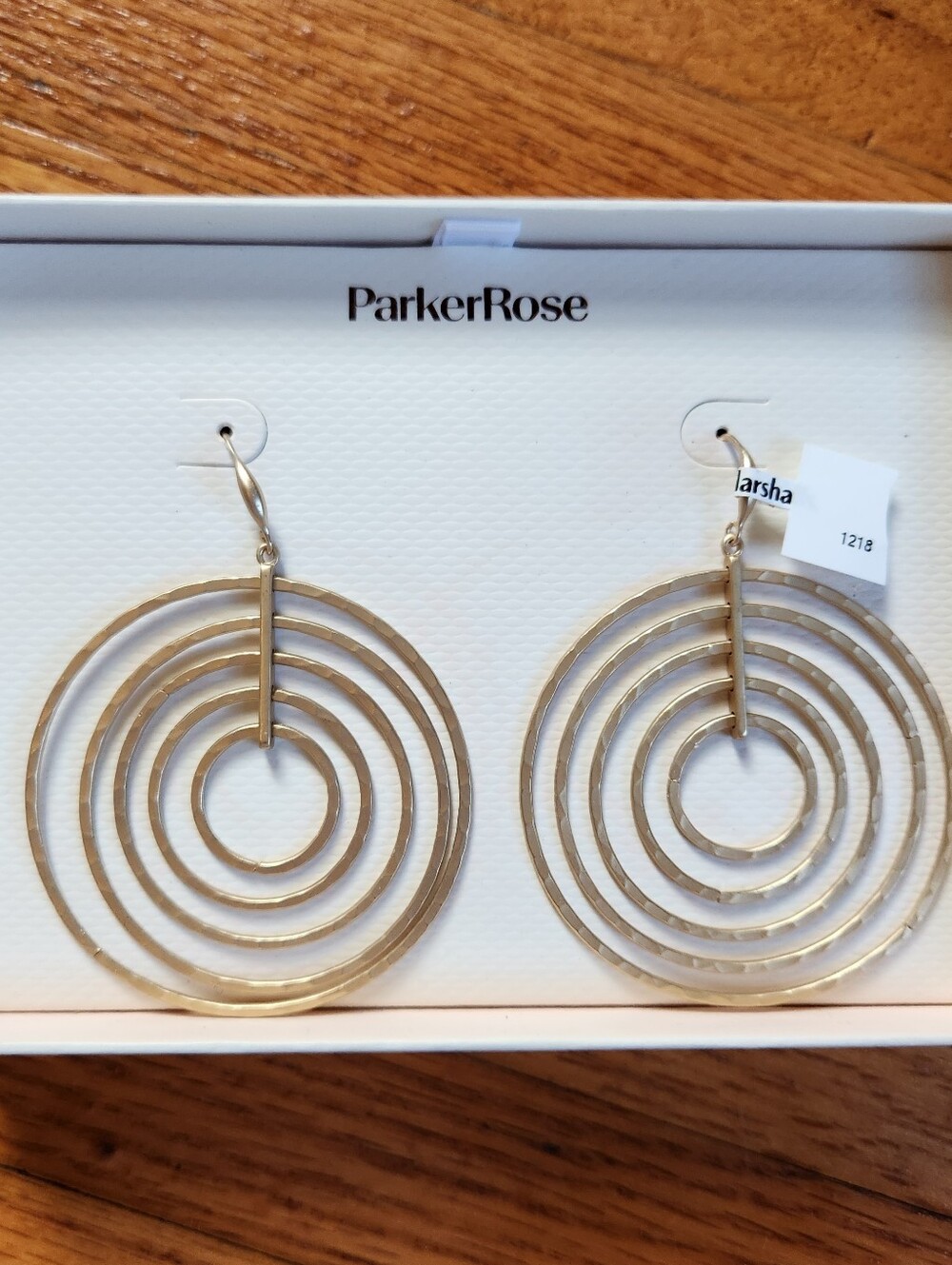 ParkerRose Gold Hammered Concentric Circle Drop Earrings NIB